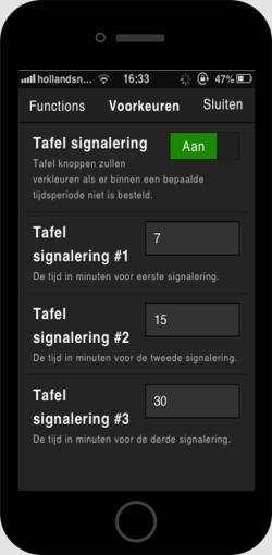 Tafel signalering op iPhone